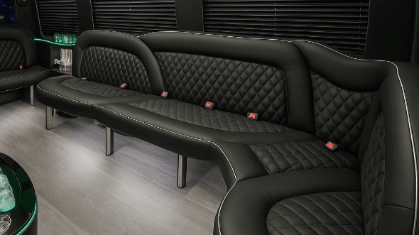 Interior of Charter Bus Company Richardson's 14 Passenger Sprinter Limousine in Richardson