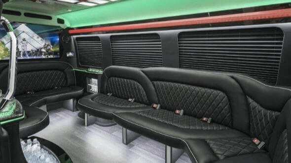 Interior of Charter Bus Company Lewisville's 15 Passenger Party Bus in Lewisville