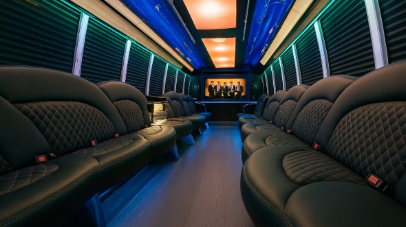 Interior of Charter Bus Company Carrollton's 20 Passenger Party Bus in Carrollton