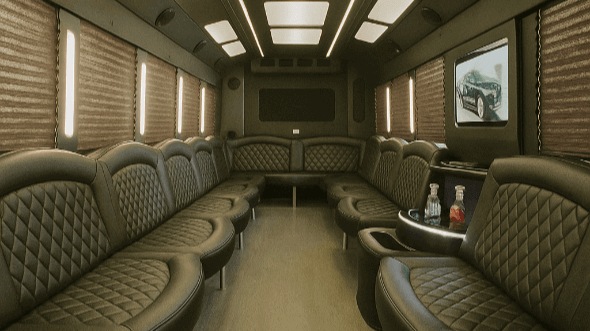 Interior of Charter Bus Company Frisco's 20 Passenger Party Bus in Frisco