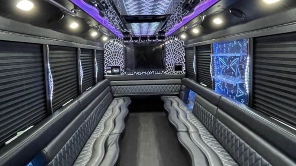 Interior of Charter Bus Company McKinney's 20 Passenger Party Bus in McKinney