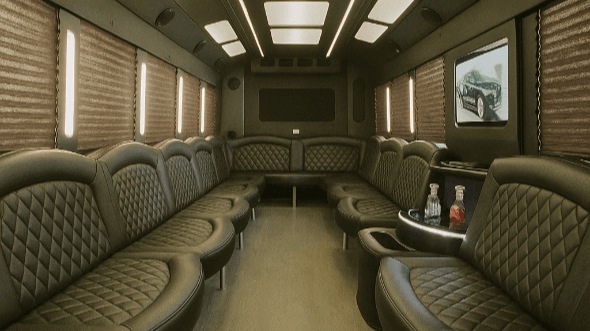 Interior of Charter Bus Company Rowlett's 20 Passenger Party Bus in Rowlett