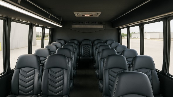 Interior of Charter Bus Company Plano's 30 Passenger Minibus in Plano