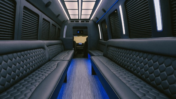 Interior of Charter Bus Company Frisco's 30 Passenger Party Bus in Frisco