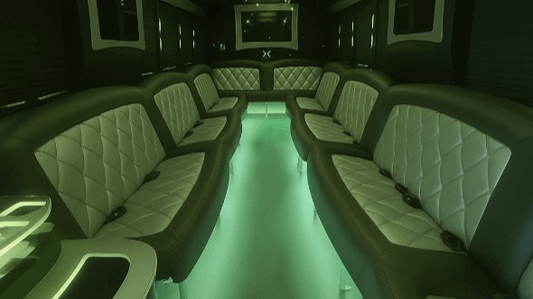 Interior of Charter Bus Company Garland's 30 Passenger Party Bus in Garland