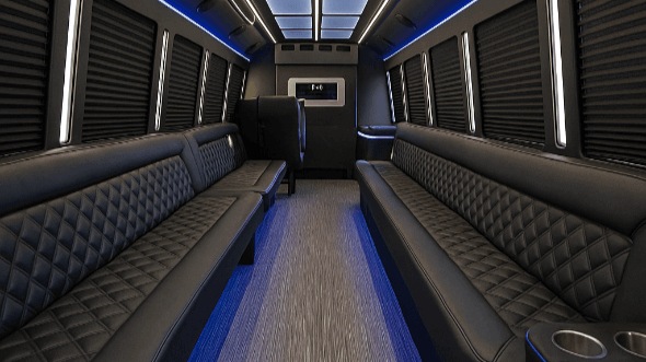 Interior of Charter Bus Company Frisco's 40 Passenger Party Bus in Frisco