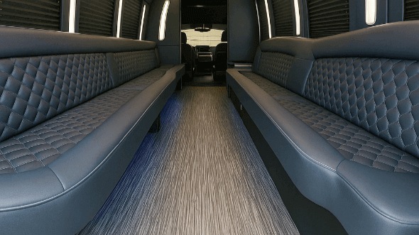 Interior of Charter Bus Company Garland's 40 Passenger Party Bus in Garland