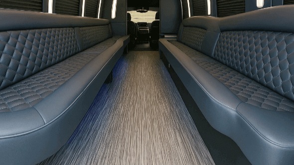 Interior of Charter Bus Company McKinney's 40 Passenger Party Bus in McKinney