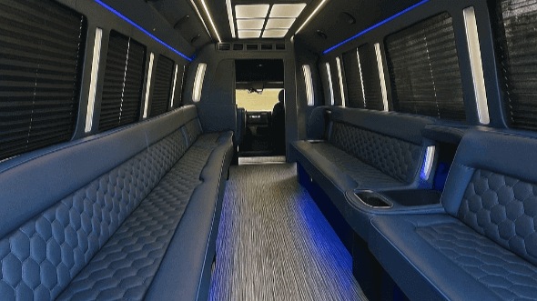 Interior of Plano Party Bus Company's 40 Passenger Party Bus in Plano