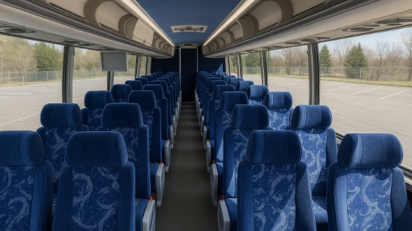 Interior of Charter Bus Company Plano's 45 Passenger Charter Bus in Plano