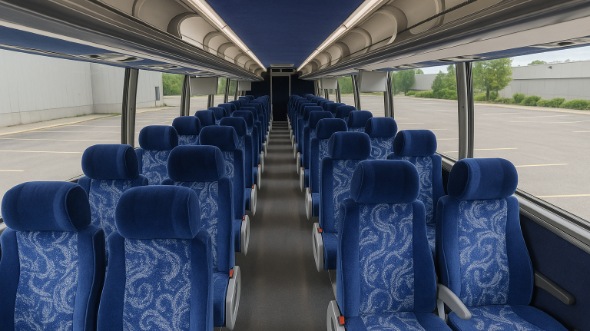 Interior of Charter Bus Company Plano's 46 Passenger Charter Bus in Plano