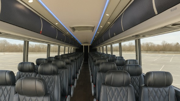 Interior of Charter Bus Company Plano's 47 Passenger Charter Bus in Plano