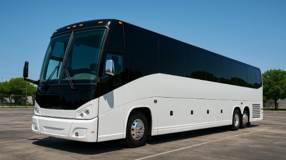 Exterior of Charter Bus Company Plano's 48 Passenger Charter Bus in Plano