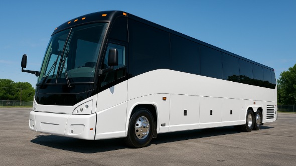Exterior of Plano Party Bus Company's 50 Passenger Party Bus in Plano