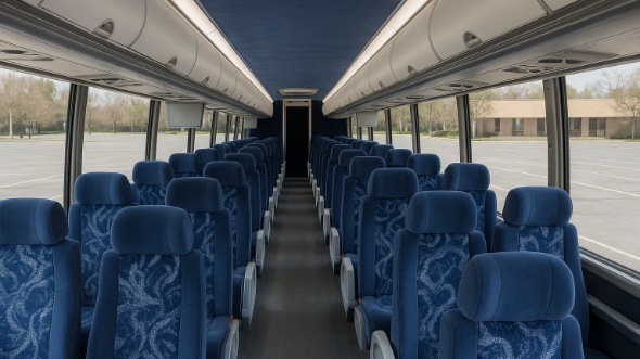Interior of Charter Bus Company Plano's 54 Passenger Charter Bus in Plano