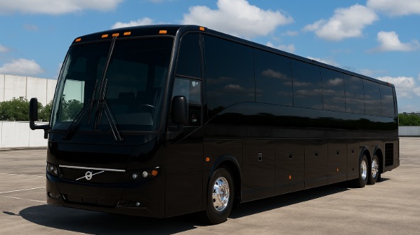 Exterior of Charter Bus Company Plano's 55 Passenger Charter Bus in Plano