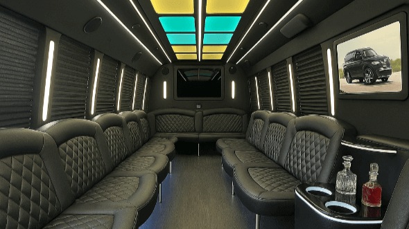plano 20 passenger party bus inside